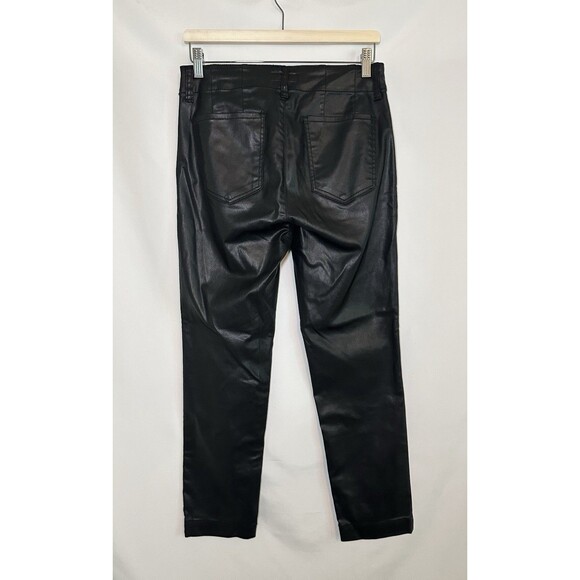 Kut from the Kloth Faux Black Leather Reese Ankle Straight Pants City Women 8 - Picture 2 of 10